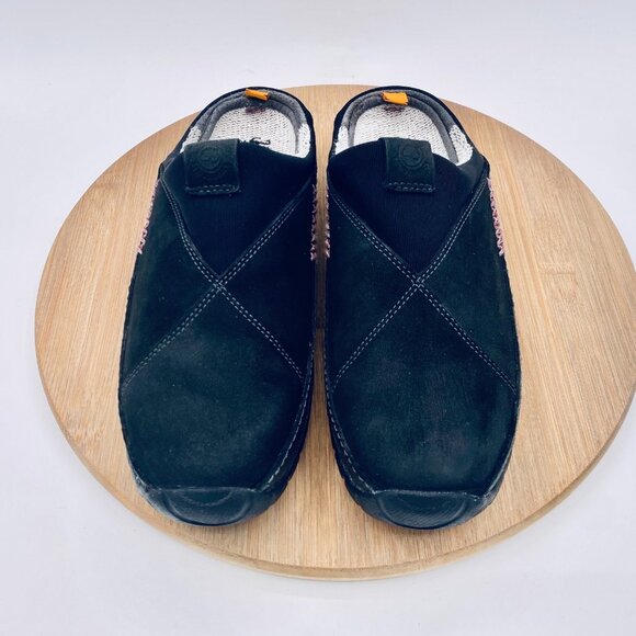 Timberland Smartwool Shoes Womens 8 Black Leather Slip On Mules Wool Lined - Picture 2 of 11